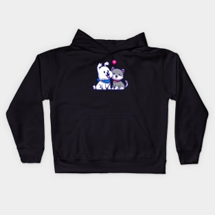 Cute Dog and Cat Friend Cartoon Kids Hoodie